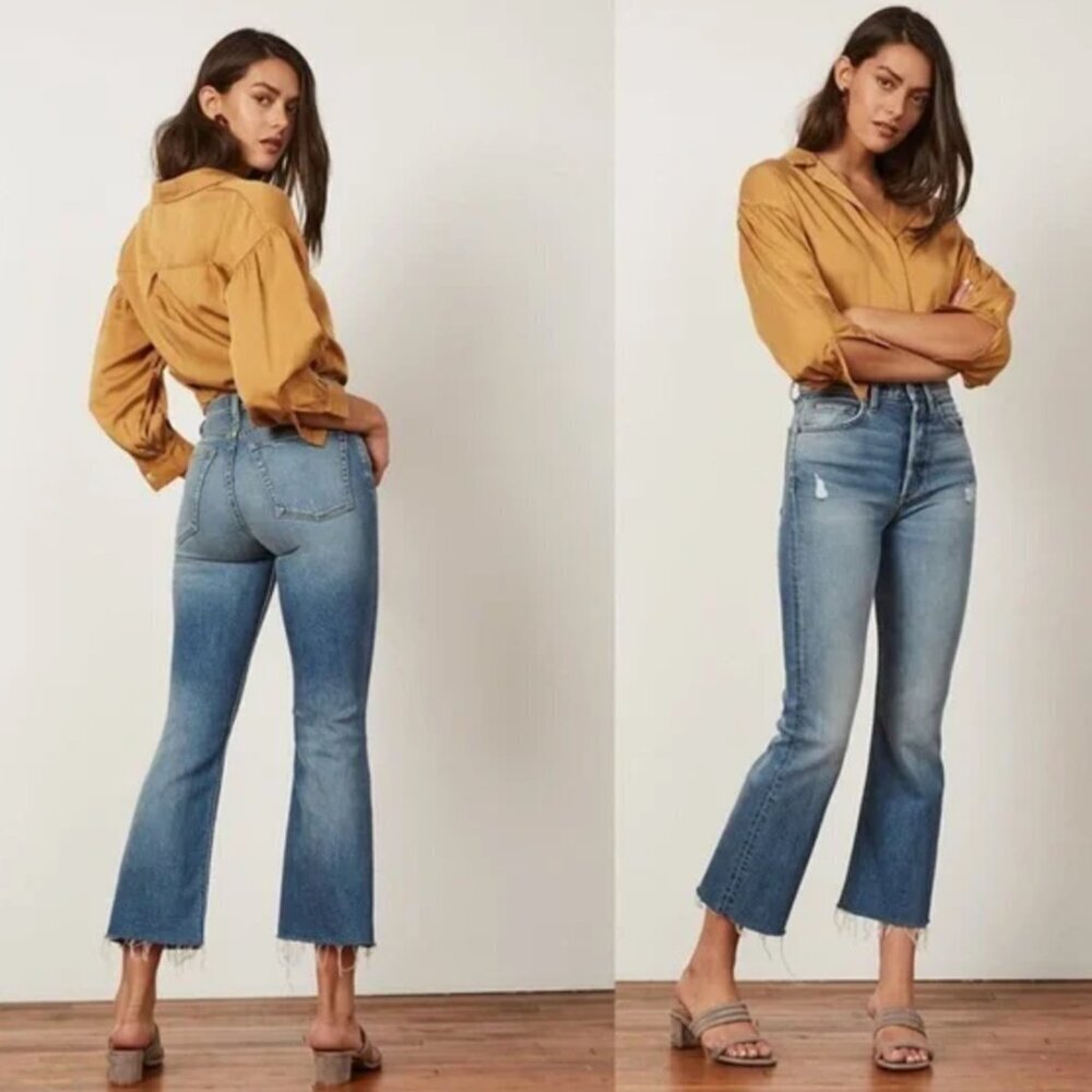 Boyish The Brady High Rise Crop Flare Jeans Button Fly Mercy Island Blue 29